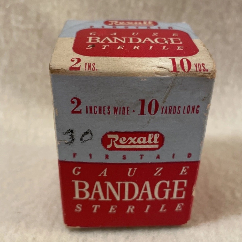 Vintage Rexall Pharmacy Sterile Gauze Bandage 2x10 Yards W-2202 NIB Old Stock